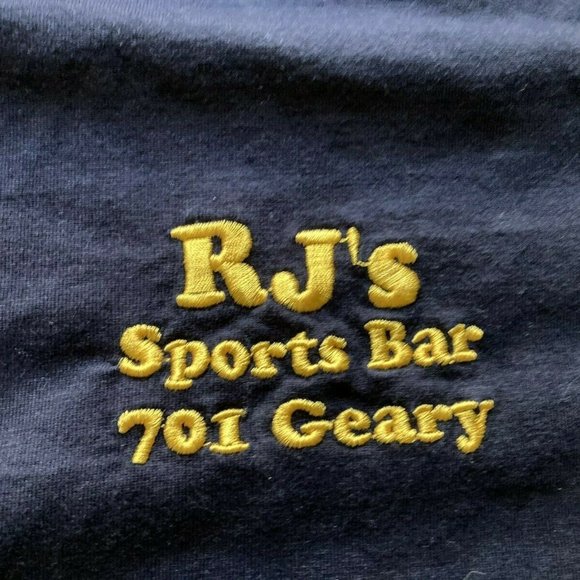 🍻⛩ RJ's Sports Bar 701 Geary Blue T-Shirt Rare Large Dive Bar San Francisco ⛩🍺 - Picture 2 of 9